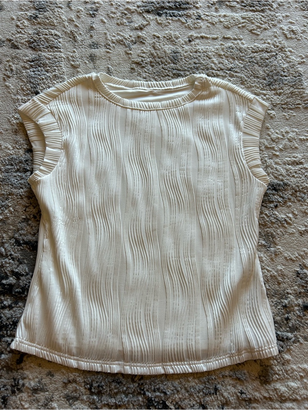 Women's Cream Textured Short-Sleeve Top